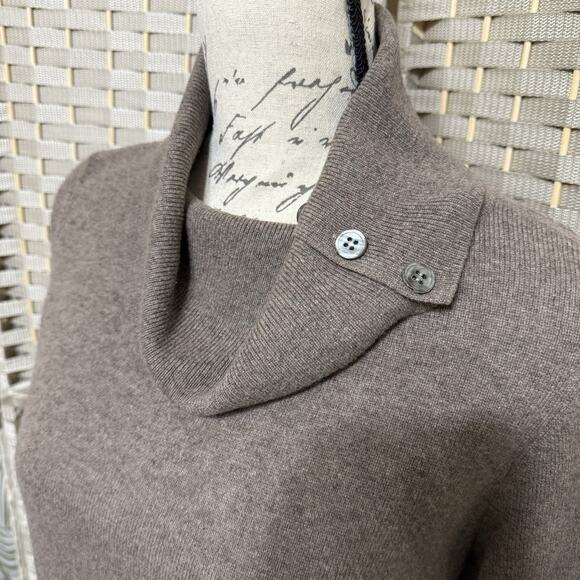 Vintage Charter Club 2-ply 100% Cashmere Sweater Women’s M Tan Button Cowl Neck - Picture 4 of 9